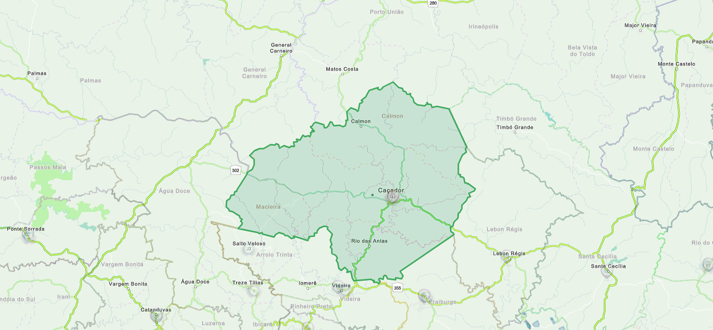 Mapa Circunscrição Caçador Site Registro de Imóveis